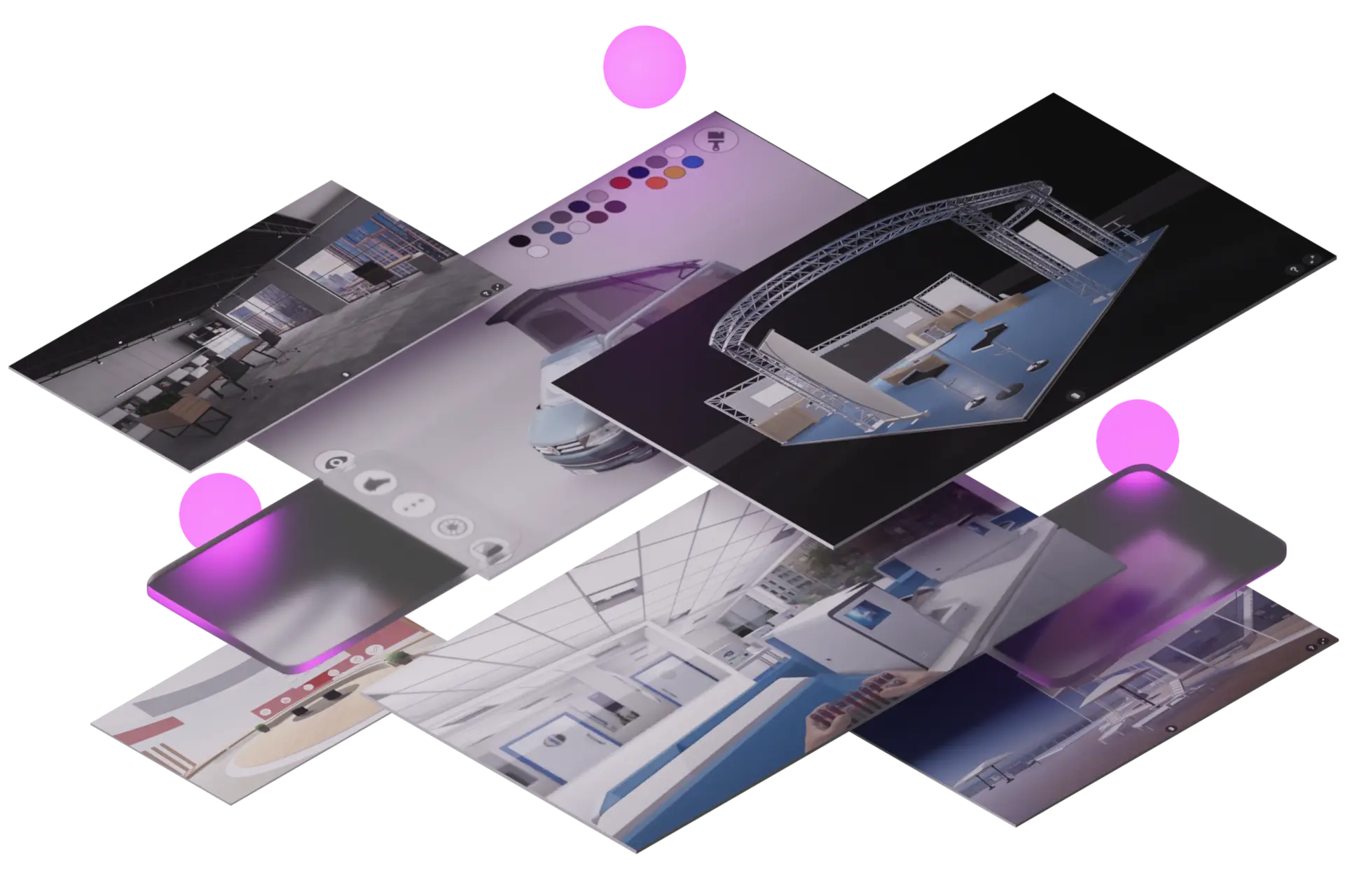 Superposition de projets de réalité virtuelle et modélisations 3D pour l'industrie.